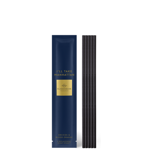 Glasshouse Fragrances I'll Take Manhattan Replacement Scent Stems Orchids & Blood Orange 5 Pack