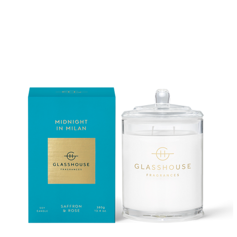 Glasshouse Midnight In Milan Soy Candle- Saffron & Rose 380g
