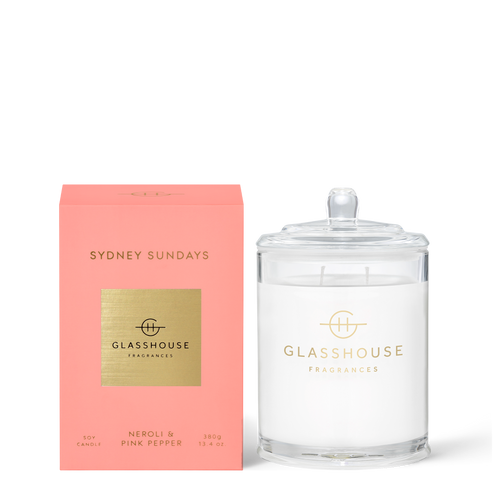 Glasshouse Sydney Sundays Soy Candle- Neroli & Pink Pepper 380g