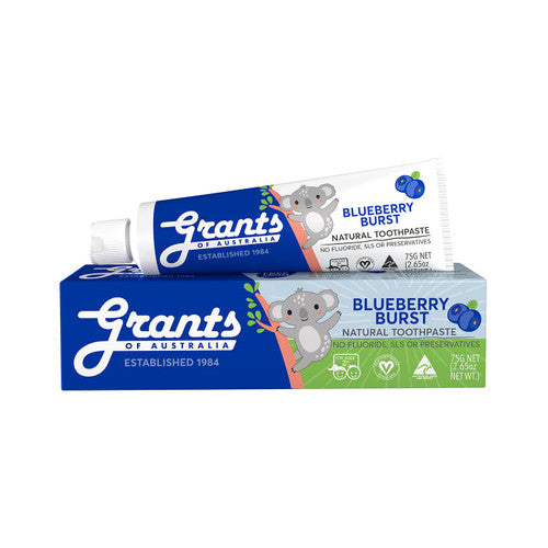 Grants of Australia Blueberry Burst Kids Natural Toothpaste - Fluoride Free 75g