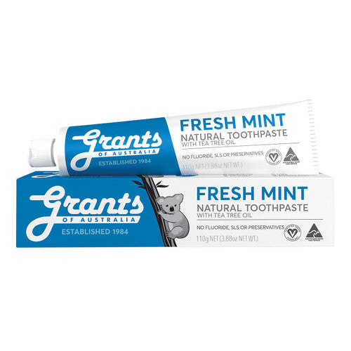 Grants of Australia Fresh Mint Natural Toothpaste - Fluoride Free 110g
