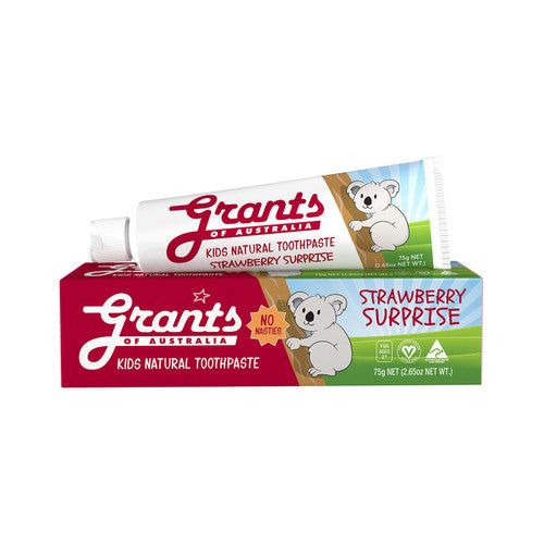 Grants of Australia Strawberry Surprise Kids Natural Toothpaste - Fluoride Free 75g