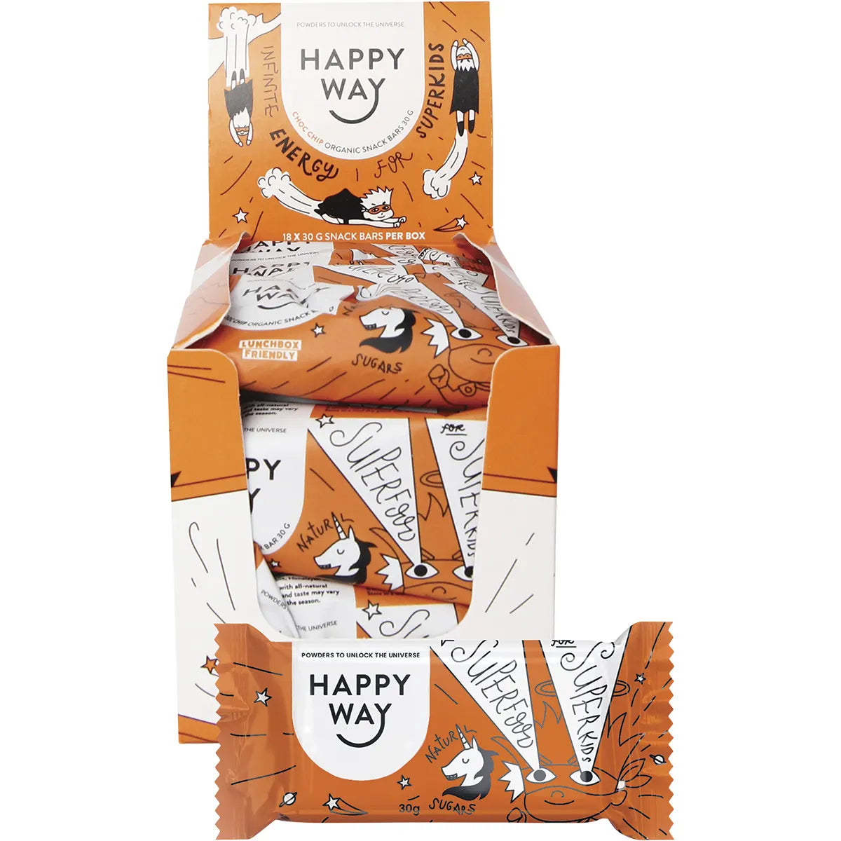 Happy Way Organic Snack Bar Choc Chip 18x30g