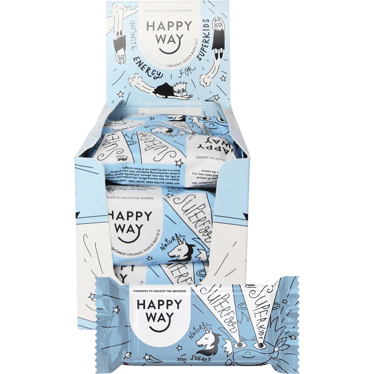 Happy Way Organic Snack Bar White Choc Coconut 18x30g