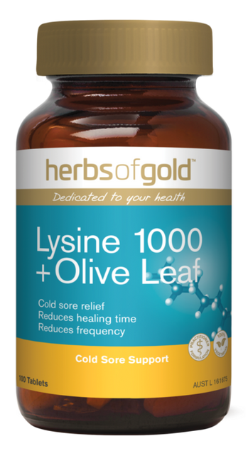 Herbs of Gold Lysine 1000 + Olive Leaf
