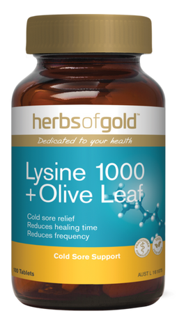 Herbs of Gold Lysine 1000 + Olive Leaf