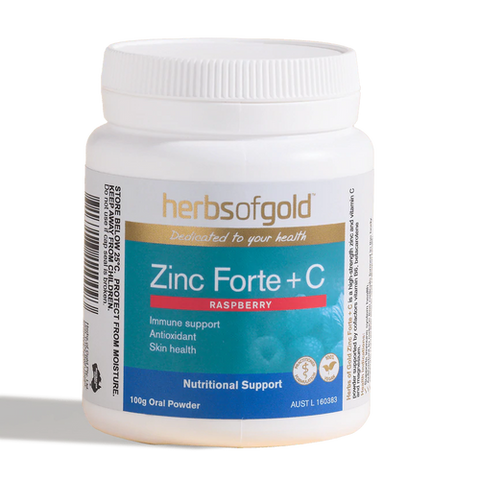 Herbs of Gold Zinc Forte + C Raspberry Powder 100g