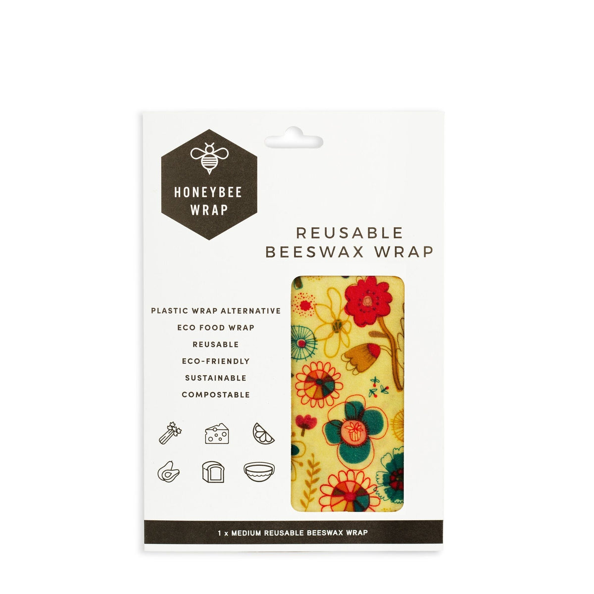 HONEYBEE WRAP Reusable Beeswax Wrap 1 X Medium 1