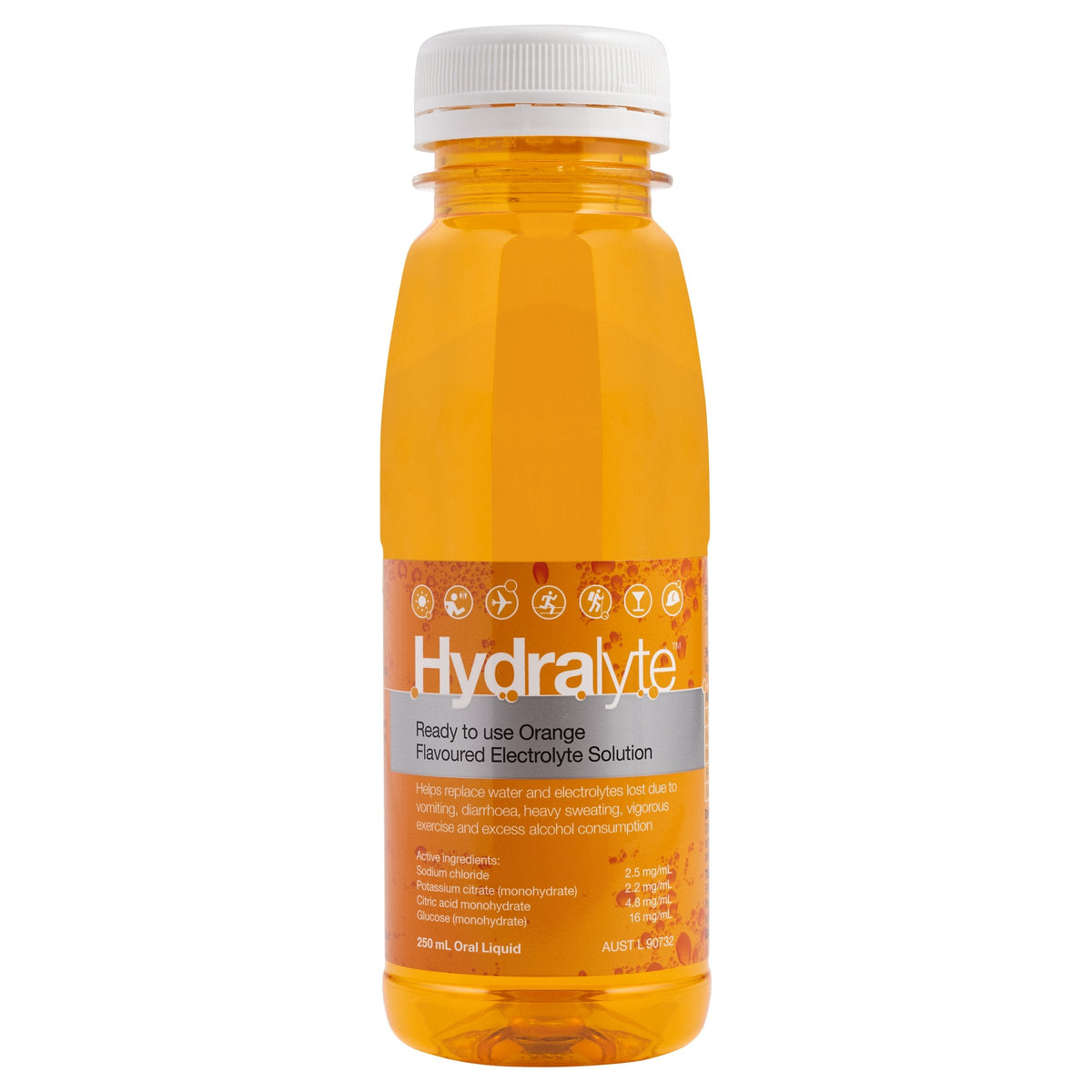 Hydralyte Orange Flavoured Electrolyte Liquid 250mL