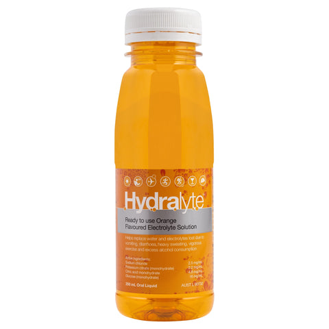 Hydralyte Orange Flavoured Electrolyte Liquid 250mL
