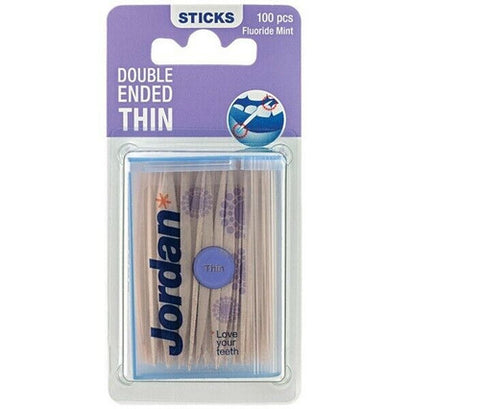 Jordan Double Ended Thin Dental Sticks 100 Pack