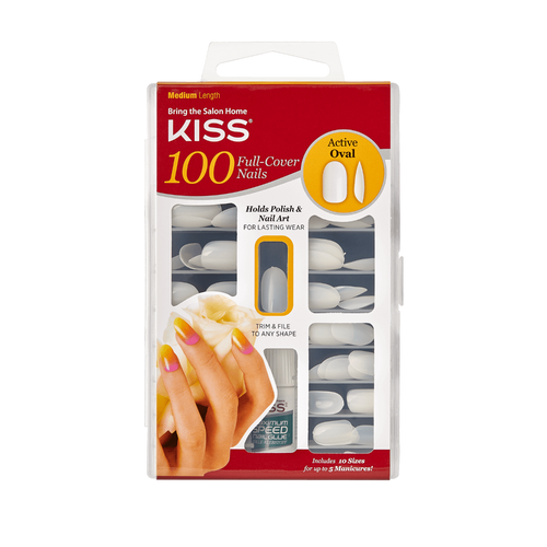 KISS 100 Full-Cover Nail Kit - Active Oval