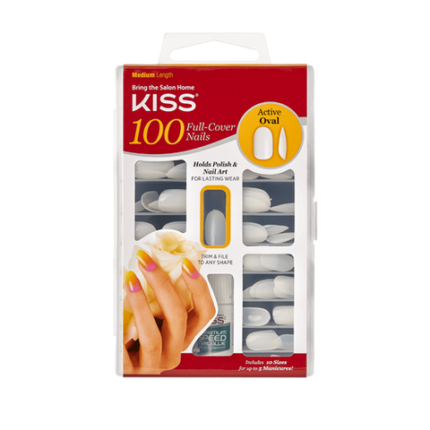 KISS 100 Full-Cover Nail Kit - Active Oval