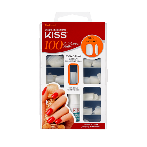 KISS 100 Full-Cover Nail Kit - Short Square