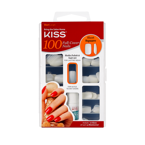 KISS 100 Full-Cover Nail Kit - Short Square