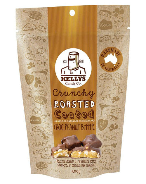 Kelly's Candy Co Pouch Choc Peanut Brittle 200g