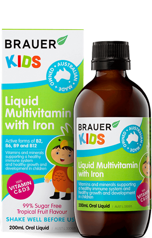 Brauer Kids Liquid Multivitamin With Iron 200mL