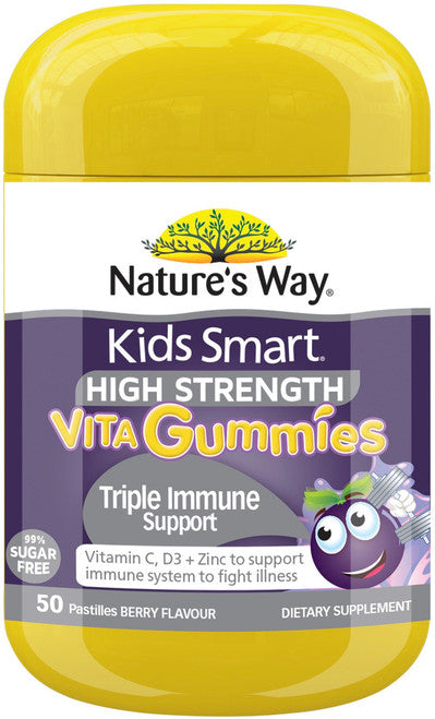 Nature's Way Kids Smart Triple Immune Support 50 High Strength Vita Gummies