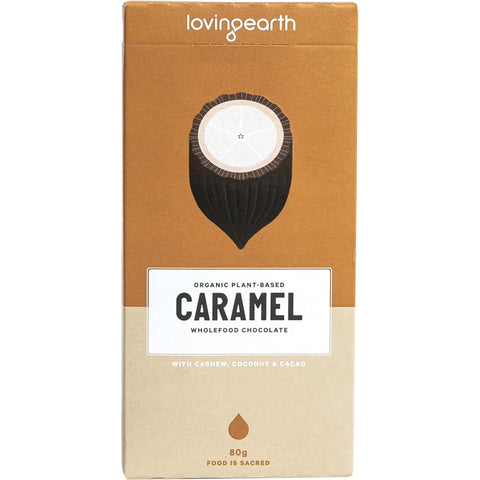 Loving Earth Caramel Wholefood Chocolate Cashew, Coconut & Cacao 11x80g