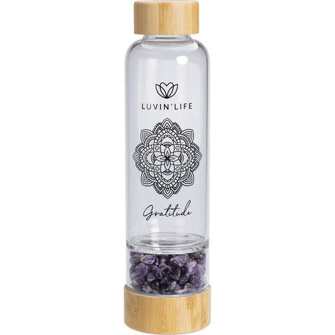 Luvin Life Crystal Water Bottle Amethyst Gratitude 550ml