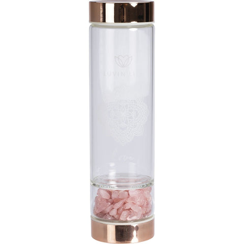 Luvin Life Crystal Water Bottle Rose Quartz Love 550ml