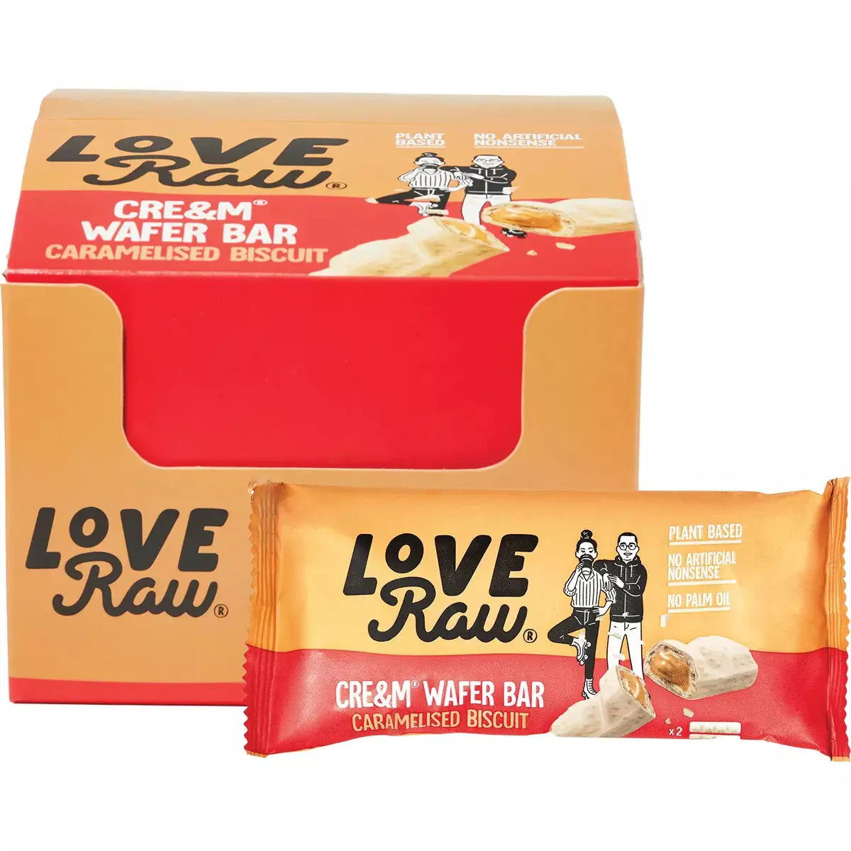 LOVERAW Cre&m Wafer Bar Caramelised Biscuit 12x45g