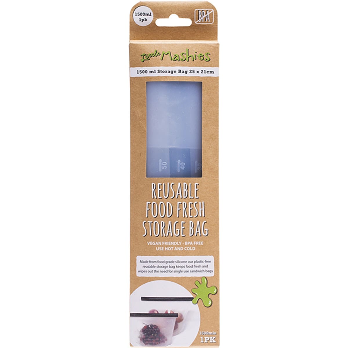 LITTLE MASHIES Reusable Food Silicone Storage Bag X Large - 1500ml 1