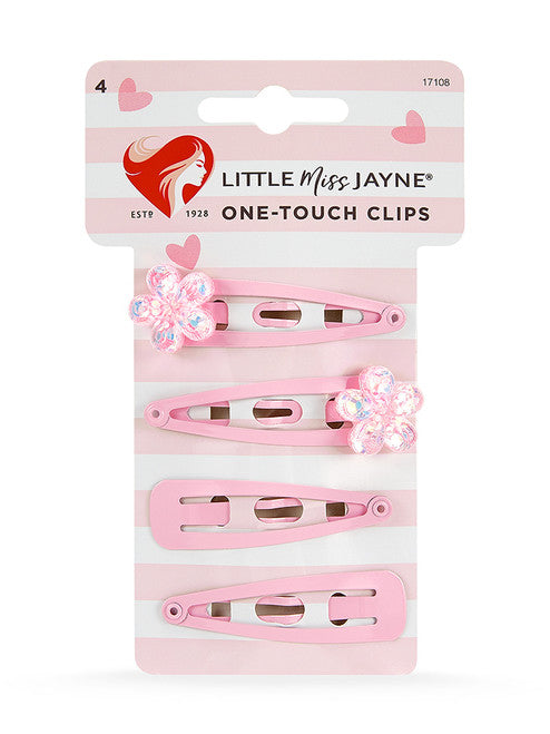 Lady Jayne Little Miss One-Touch Clips 4 Pack 17108 Pink Gem