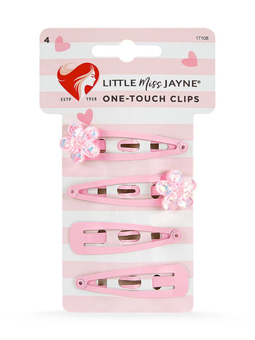 Lady Jayne Little Miss One-Touch Clips 4 Pack 17108 Pink Gem