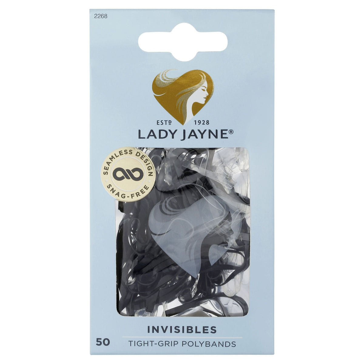 Lady Jayne Black Snagless Elastics - Pack18