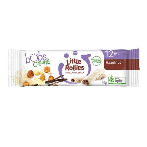Bubs Organic Little Rollies Hazelnut 12 Months+ 25g 24PK