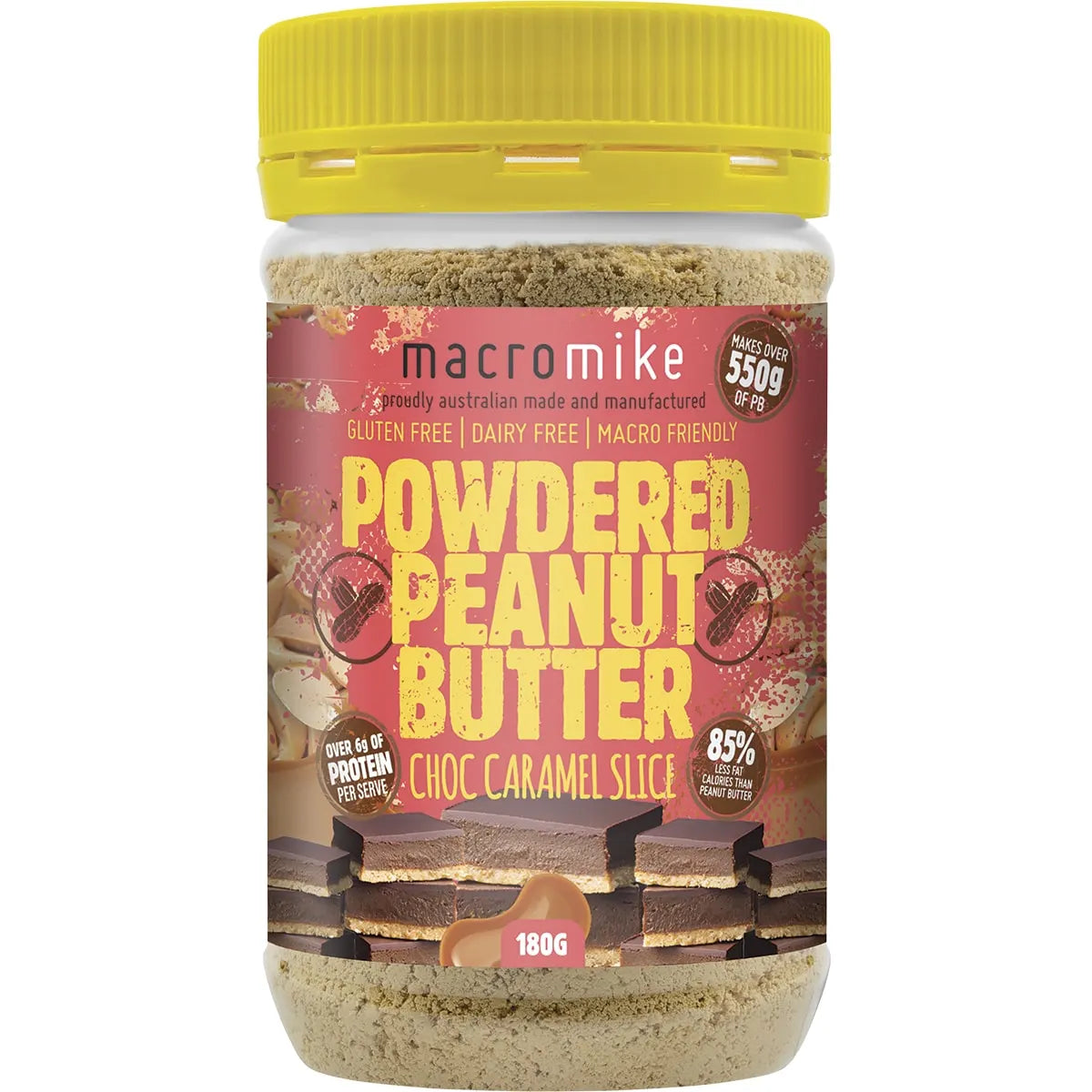 Macro Mike Powdered Peanut Butter Chocolate Caramel Slice 180g