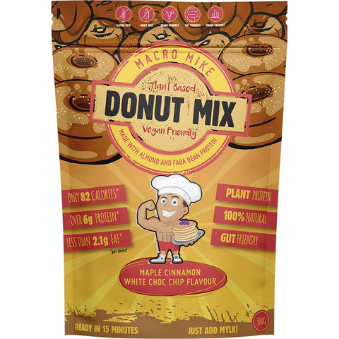 MACRO MIKE Protein Donut Baking Mix Maple Cinnamon White Choc Chip Flavour 300g
