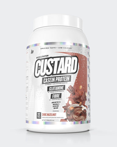 Muscle Nation Custard Casein Protein Choc Hazelnut 1kg