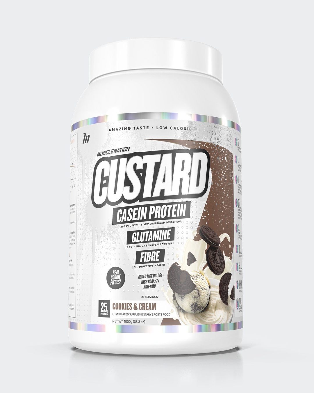 Muscle Nation Custard Casein Protein Cookies & Cream 1kg