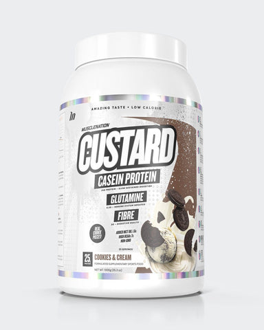 Muscle Nation Custard Casein Protein Cookies & Cream 1kg