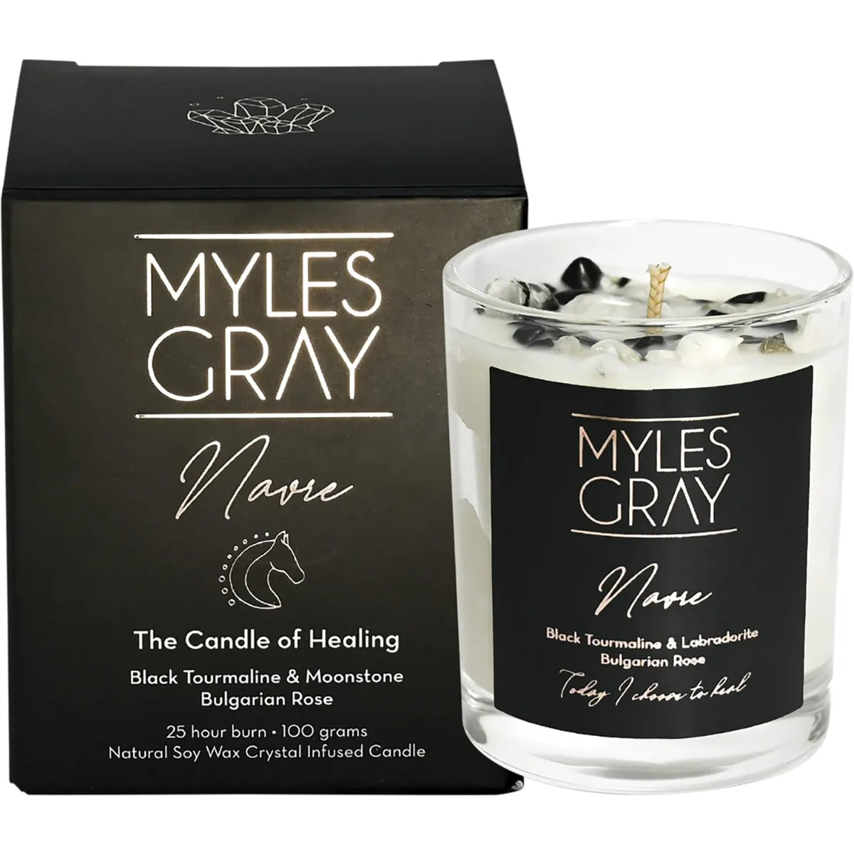 MYLES GRAY Crystal Infused Soy Candle Mini Bulgarian Rose 100g