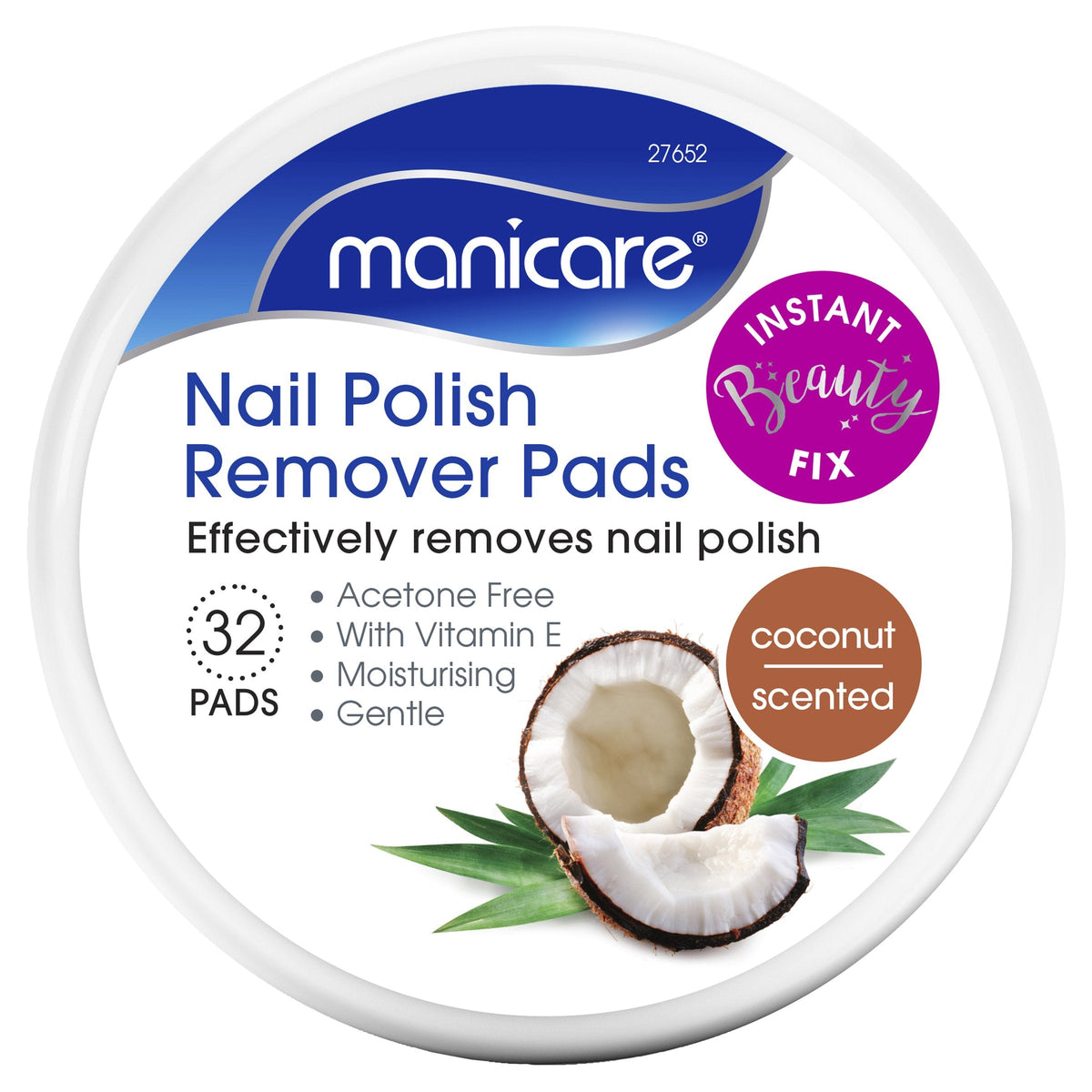 Manicare Nail Polish Remover Pads Coconut 32 Pads