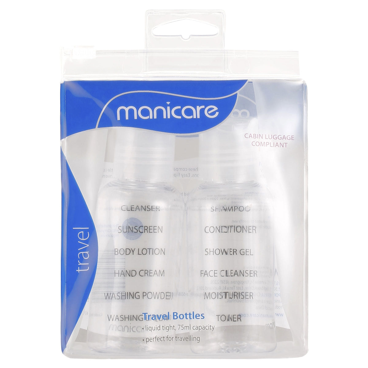 Manicare Travel Bottles With Id Labels 2 Pack