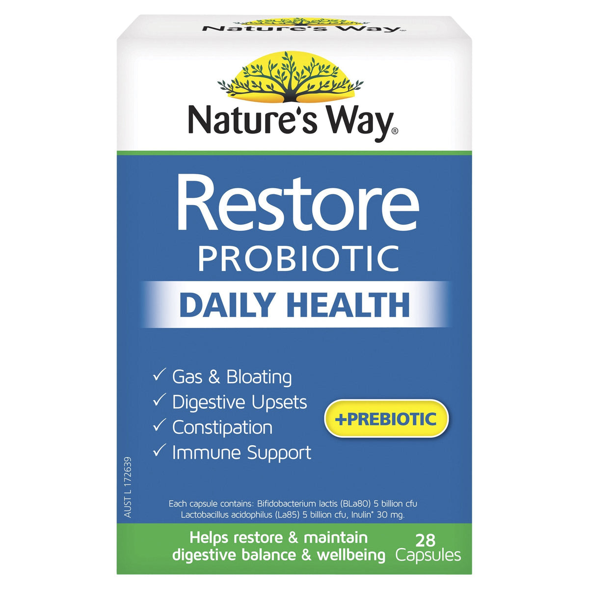 Nature's Way Restore Daily Probiotic Daily Health 28 Capsules