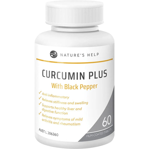 NATURE'S HELP Curcumin Plus Tablets with Black Pepper 60 Tabs