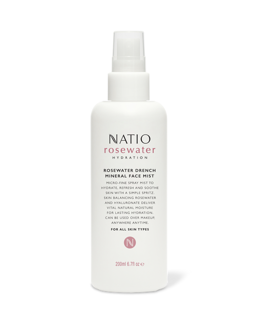 Natio Rosewater Hydration Drench Mineral Face Mist 200ml