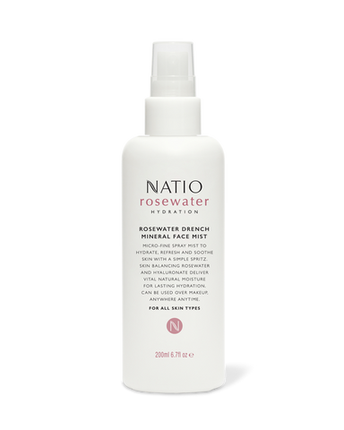 Natio Rosewater Hydration Drench Mineral Face Mist 200ml