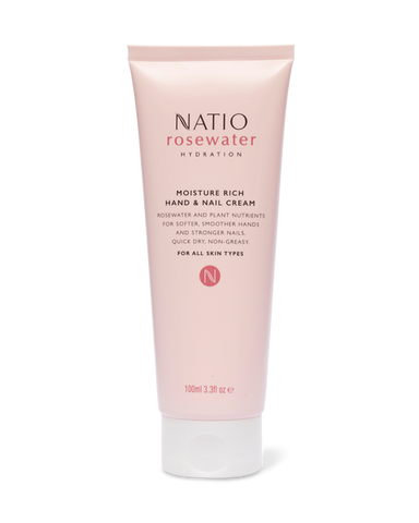 Natio Rosewater Hydration Moisture Rich Hand & Nail Cream 100ml