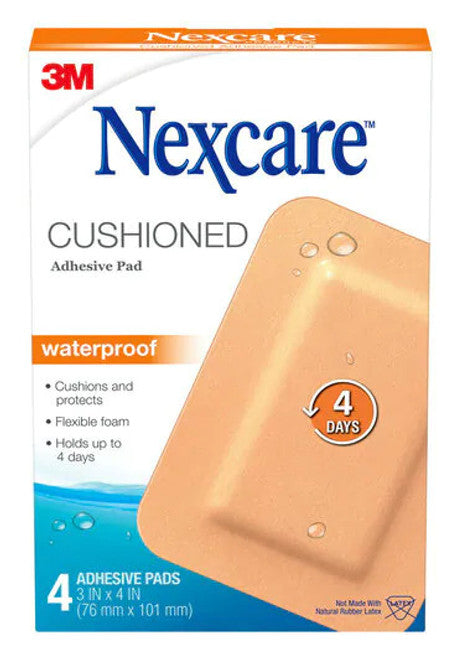 Nexcare Cushioned Adhesive Pad Waterproof 4 Pack