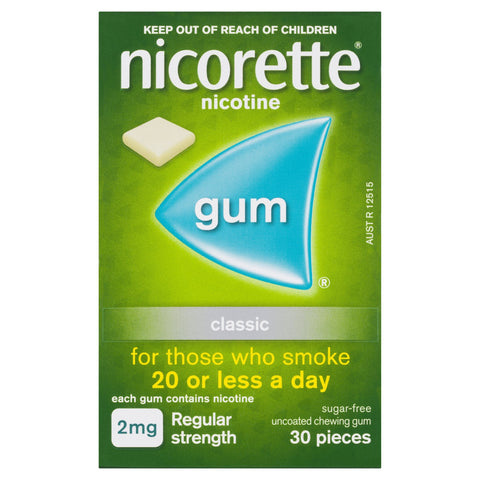 Nicorette Quit Smoking Nicotine Gum Classic 2mg Regular Strength 30 Pack