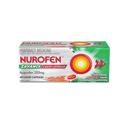 Nurofen Zavance Fast Pain Relief Liquid Capsules 200mg Ibuprofen 40 Pack