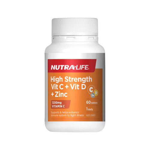 Nutra-Life High Strength Vit C + Vit D + Zinc 60 Tablets