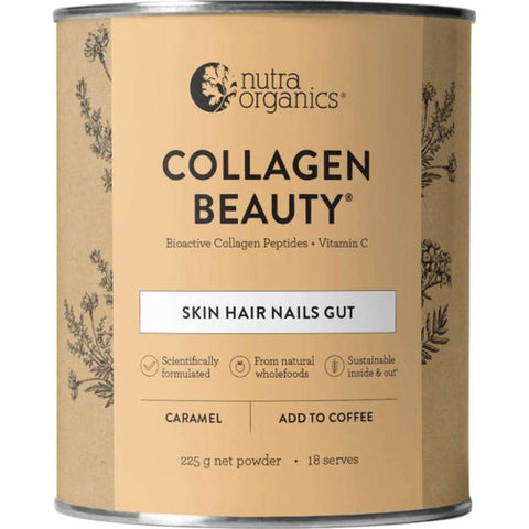 Nutra Organics Collagen Beauty (Skin Hair Nails Gut) Caramel Flavour 225g