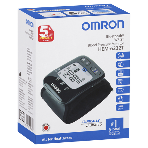 Omron HEM6232T Bluetooth® Wrist Blood Pressure Monitor